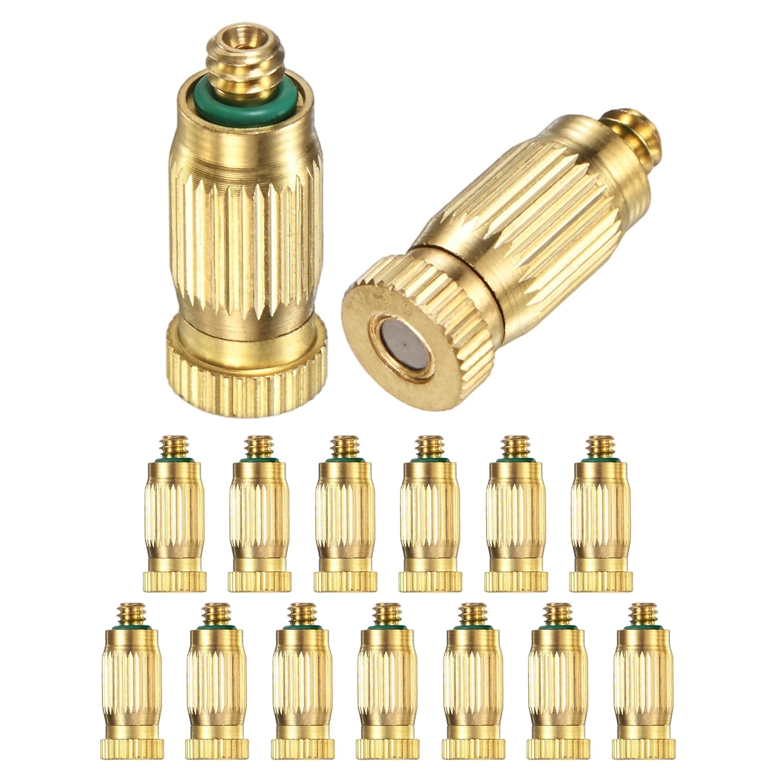 15er-Pack Messing-Sprühdüsen, 0,15 mm (0,006 Zoll) Öffnung, Hochdruck-Sprühdüse 3/16 UNC, tropffreier Sprühkopf für den Außenbereich, geeignet für Kühlsysteme im Außenbereich, Landschaftsbau und Gew