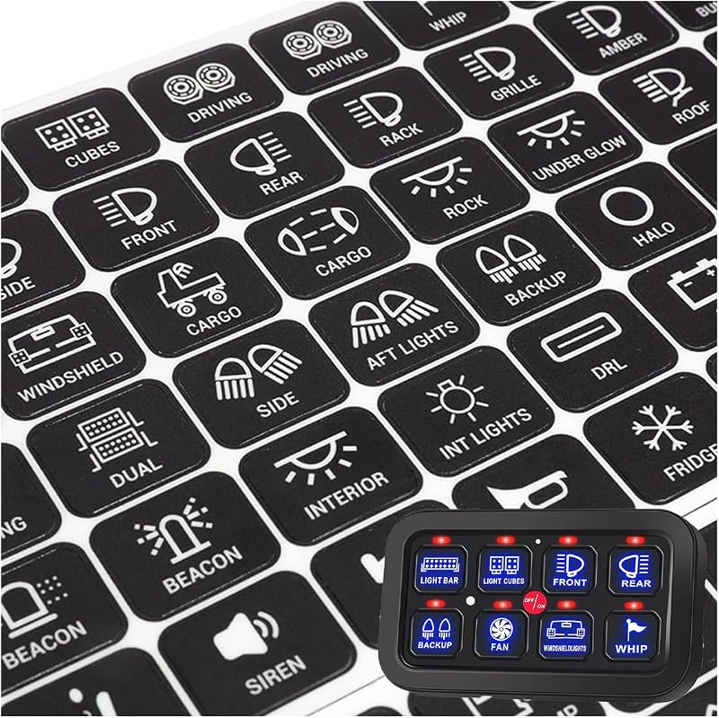 Adesivos para Painel de Interruptores Automotivos GLSOWEE com 120 Etiquetas – 1 pacote