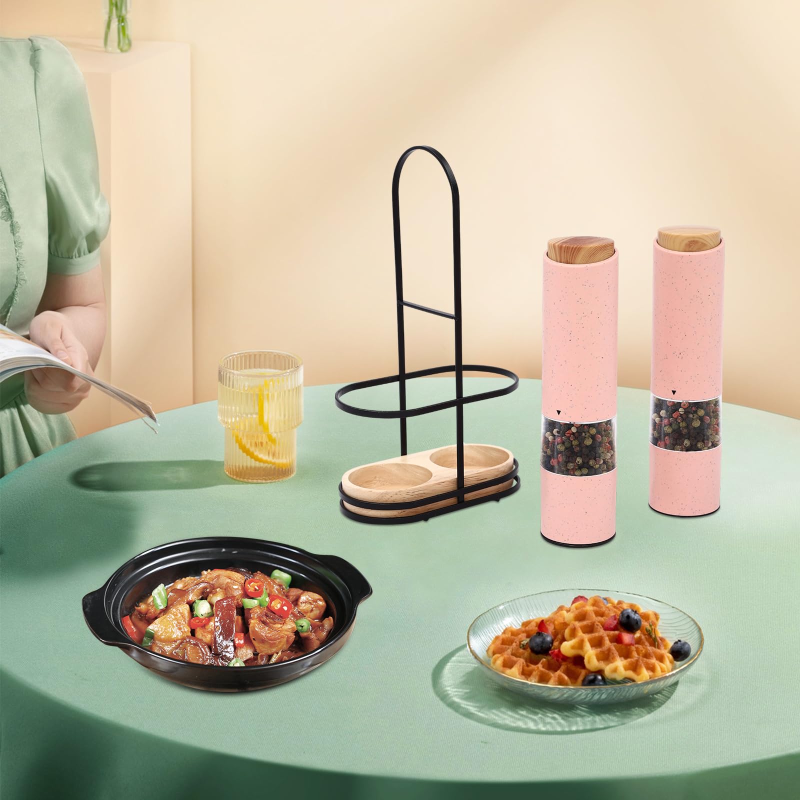 Elektryczny młynek do pieprzu, młynek do przypraw, elektryczny młynek do soli i pieprzu, ceramiczny młynek do suszenia przypraw i ziół