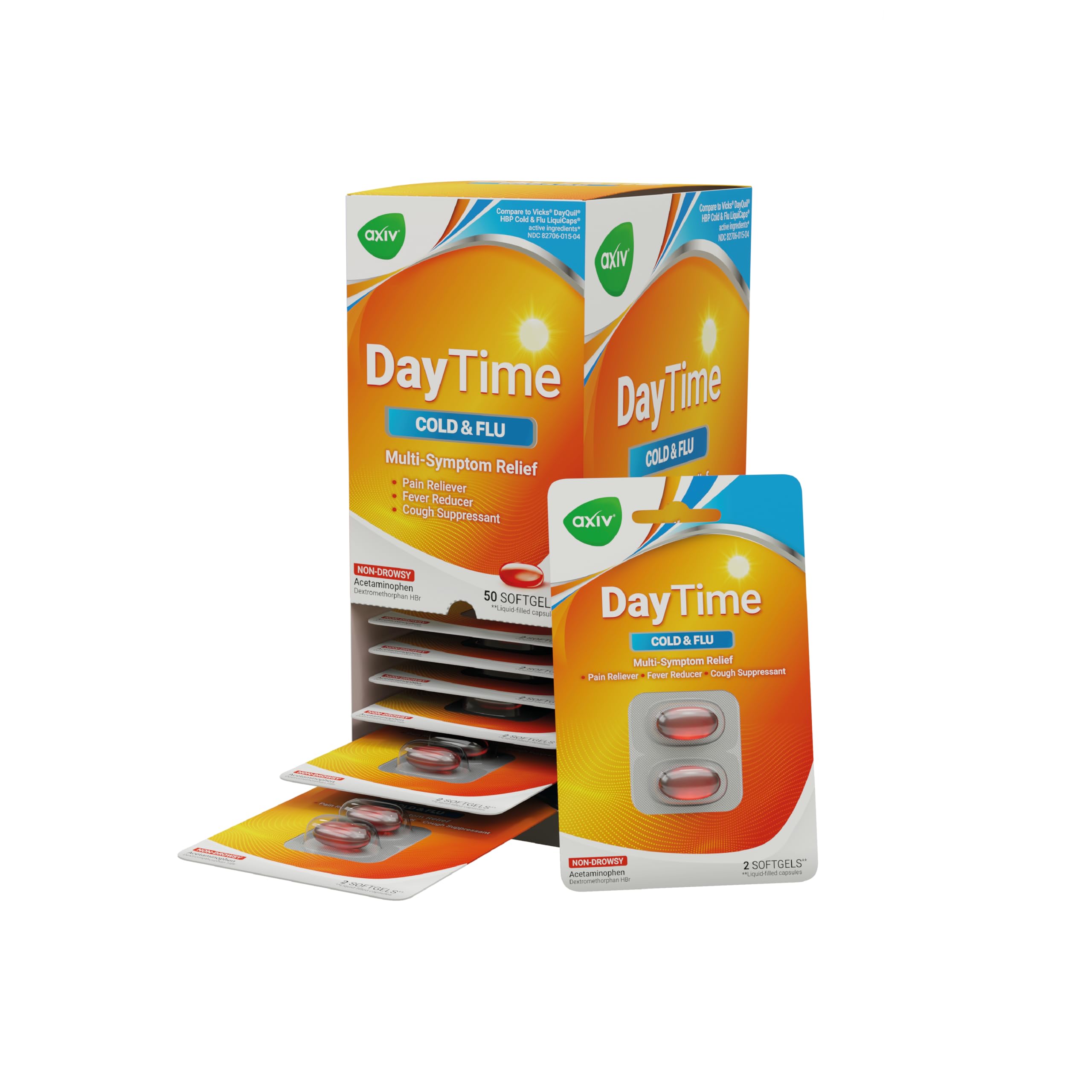 AXIV Daytime Multi-Symptom Cold and Flu Relief Softgels