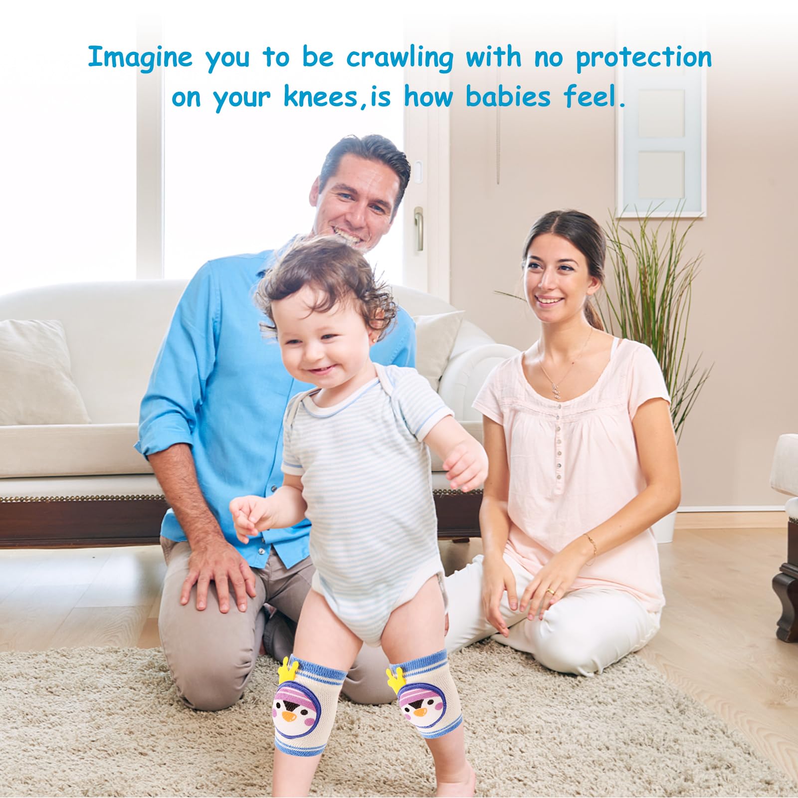NASHRIO Baby Knee Pads for Crawling, Anti-Slip and Protect Toddlers Knees. Knee Warmer and Breathable 3D Mesh for Boys and Girls, 3 6 12 Months Old Baby Must Haves (3 Pairs)
