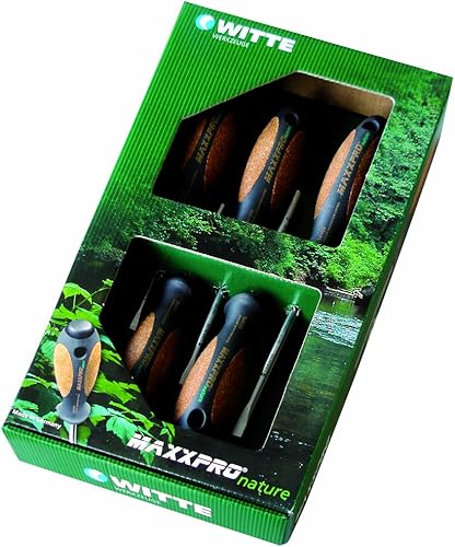 Witte 654865 Maxx Pro Nature - Juego de destornilladores ranurados y Phillips, 5 piezas