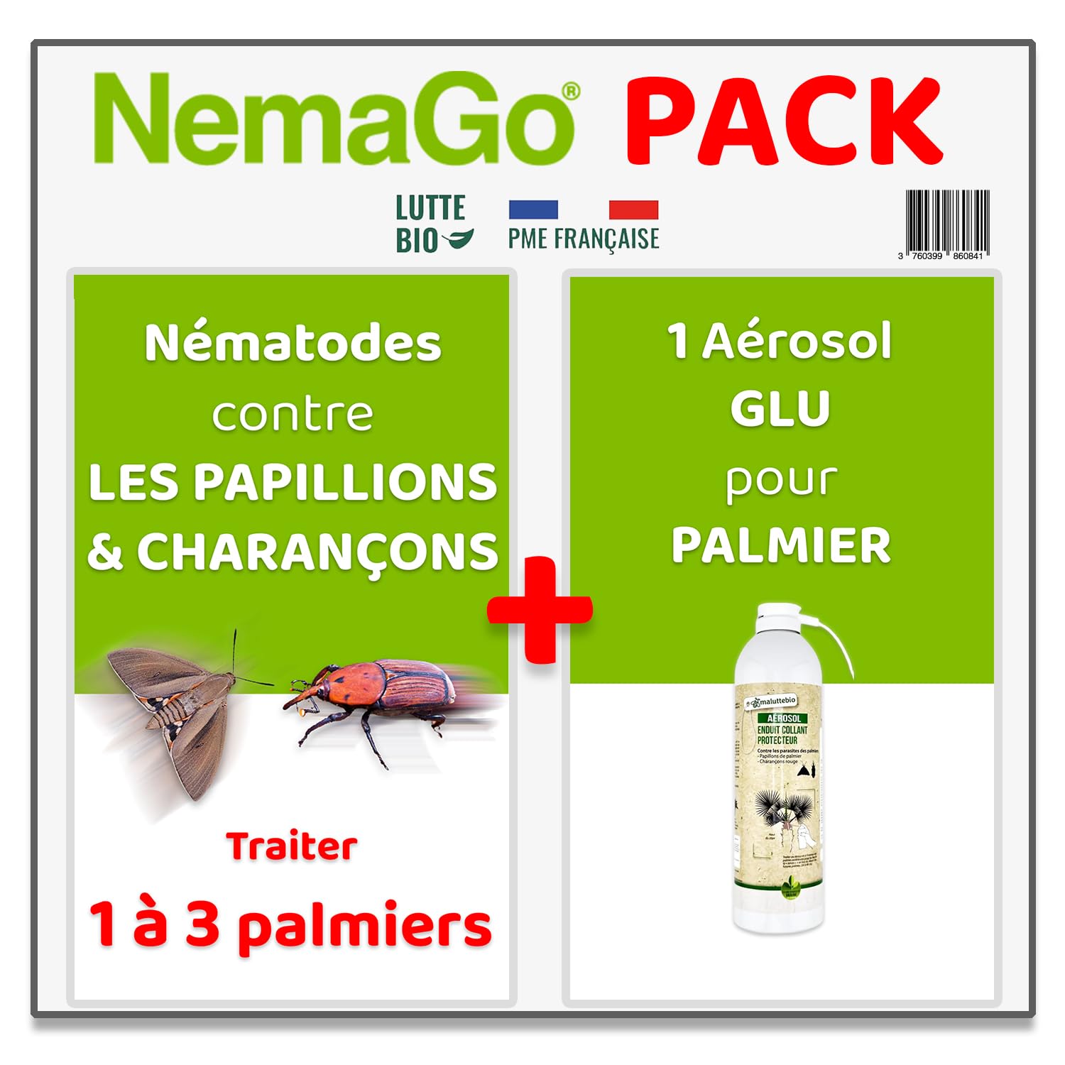 Nématodes Traitement contre le Papillon du Palmier et le Charançon Rouge - Traiter 1 à 3 Palmiers - Anti vers et larves (+ glu palmier) (+ Bombe Aérosol traitement Palmier)