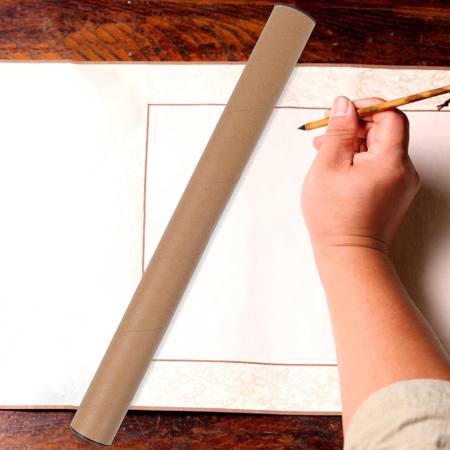 Toyvian Kraft Paper Mailing Tubes and Space-saving Storage 10 Pcs with Plastic Caps for Secure Closure round Cardboard Mailers for Posters and Paintings , for Courier Shipping and Storage
