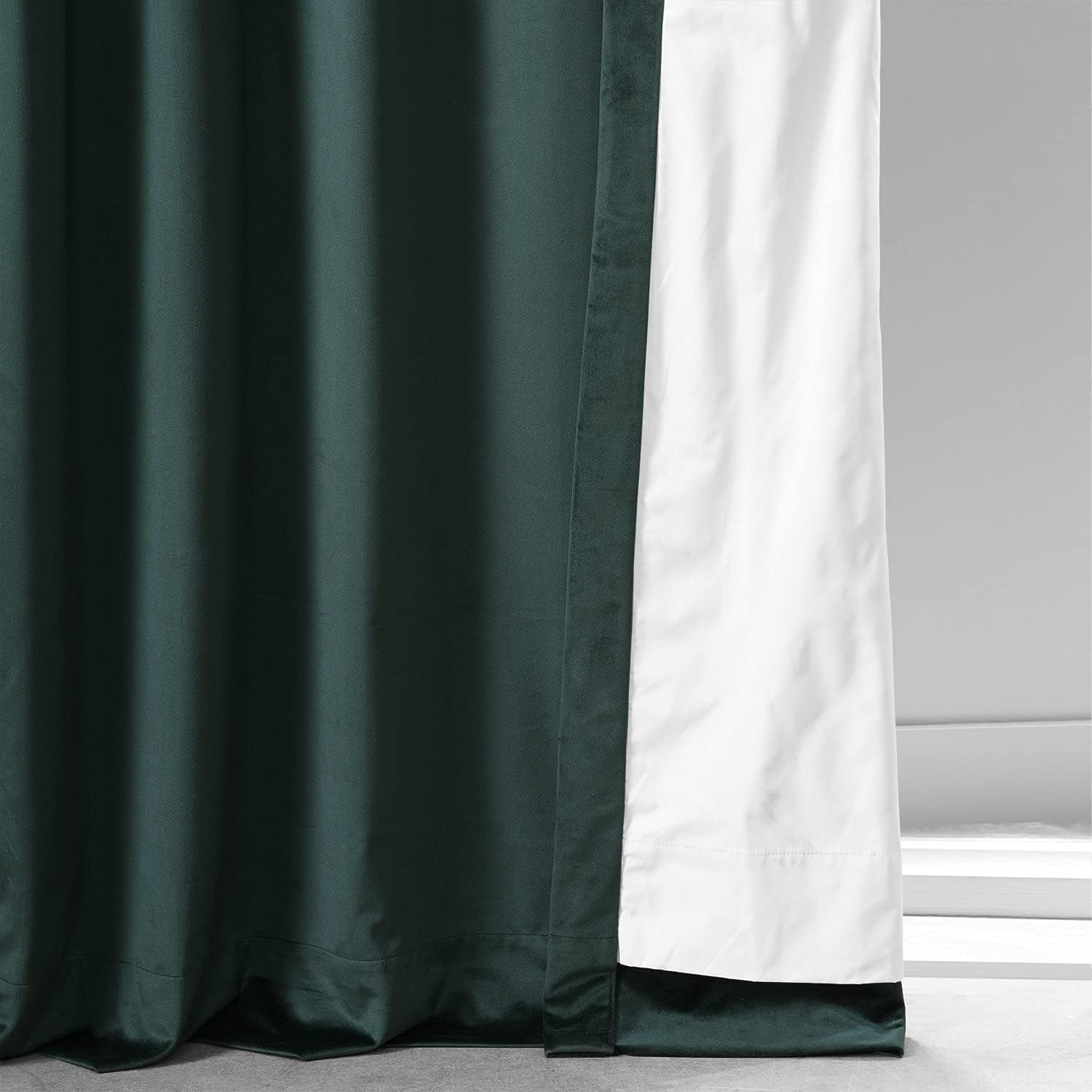 HPD Half Price Drapes Signature Plush Velvet Blackout Curtains for Bedroom (1 Panel), 50W X 96L Hotel Black Out Curtains for Living Room, Thermal Insulated Blackout Curtains for Windows, Spirit Green
