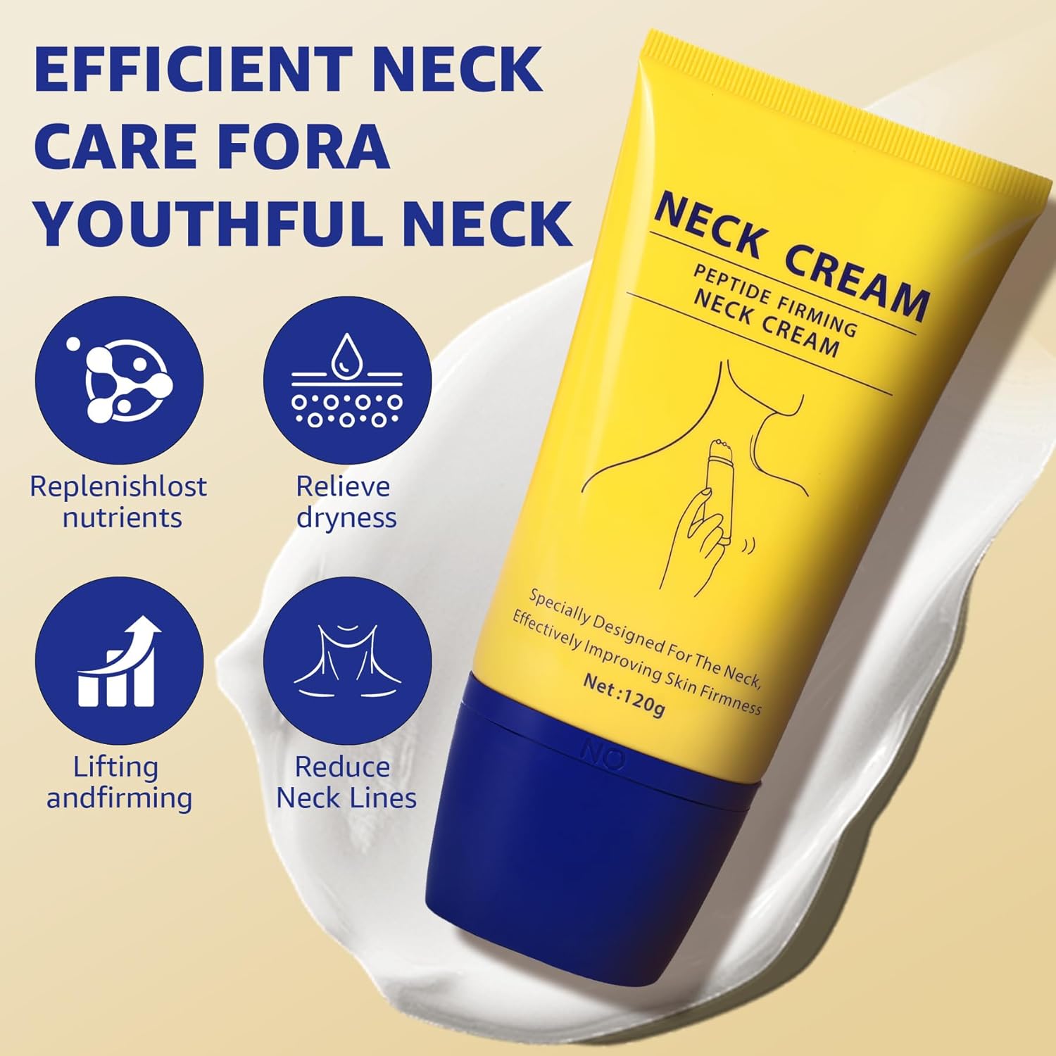 Neck Firming Cream with Massage Roller Hydrating & Tightening & Lifting Cream Silky Texture for Woman - Image 9