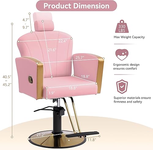 Vista 11 de Silla de salón de altura ajustable para silista de cabello, sillas reclinables de peluquería, silla de peluquería hidráulica, silla de champú Gris