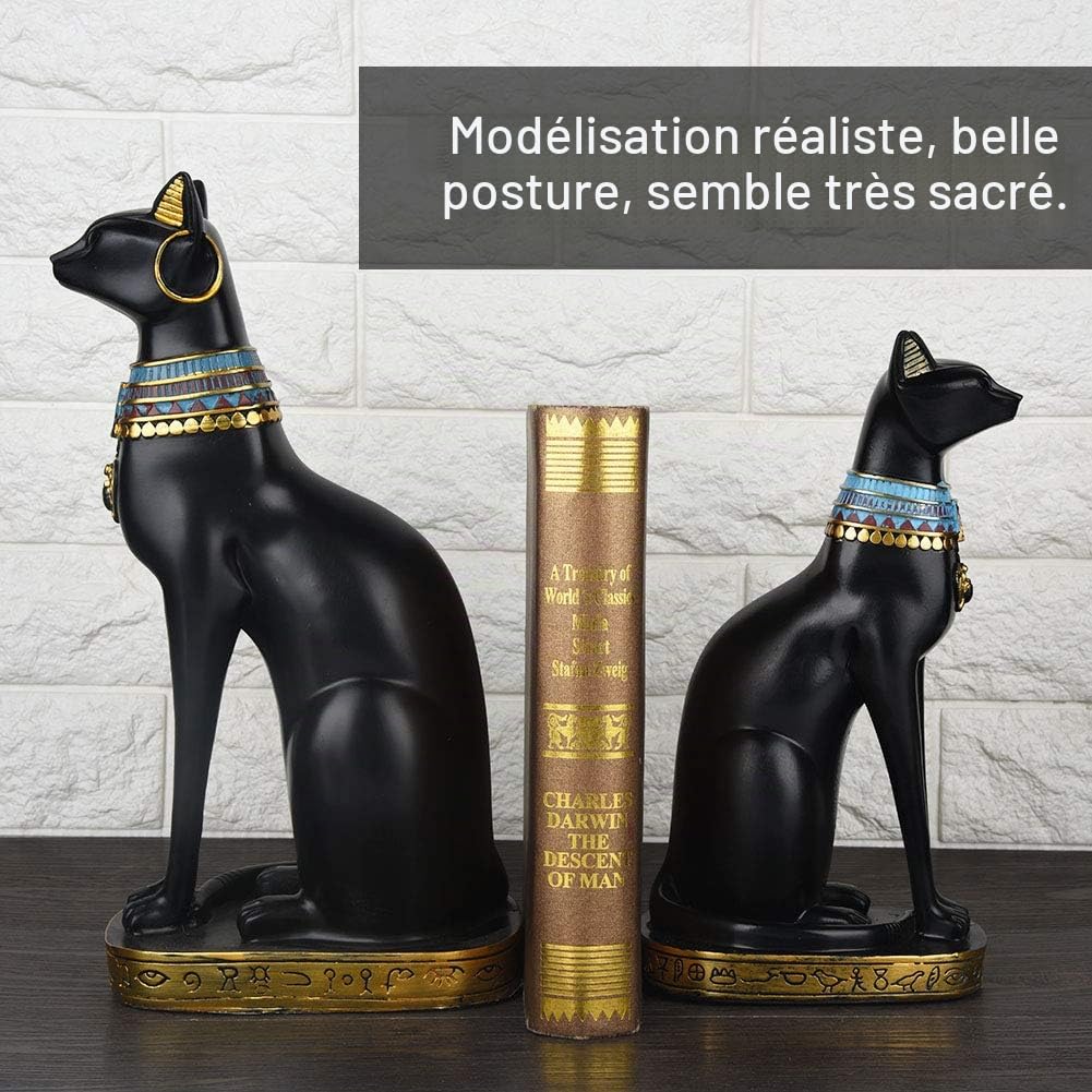 Statuette Chat Egyptien, 28cm Chat Statue, Figurine Chats égyptien Noir, Statues Decoration Interieur, Cadeau égypte, Cadeaux d'artisanat de Ornament pour la Maison de Bureau, de Jardin(M)