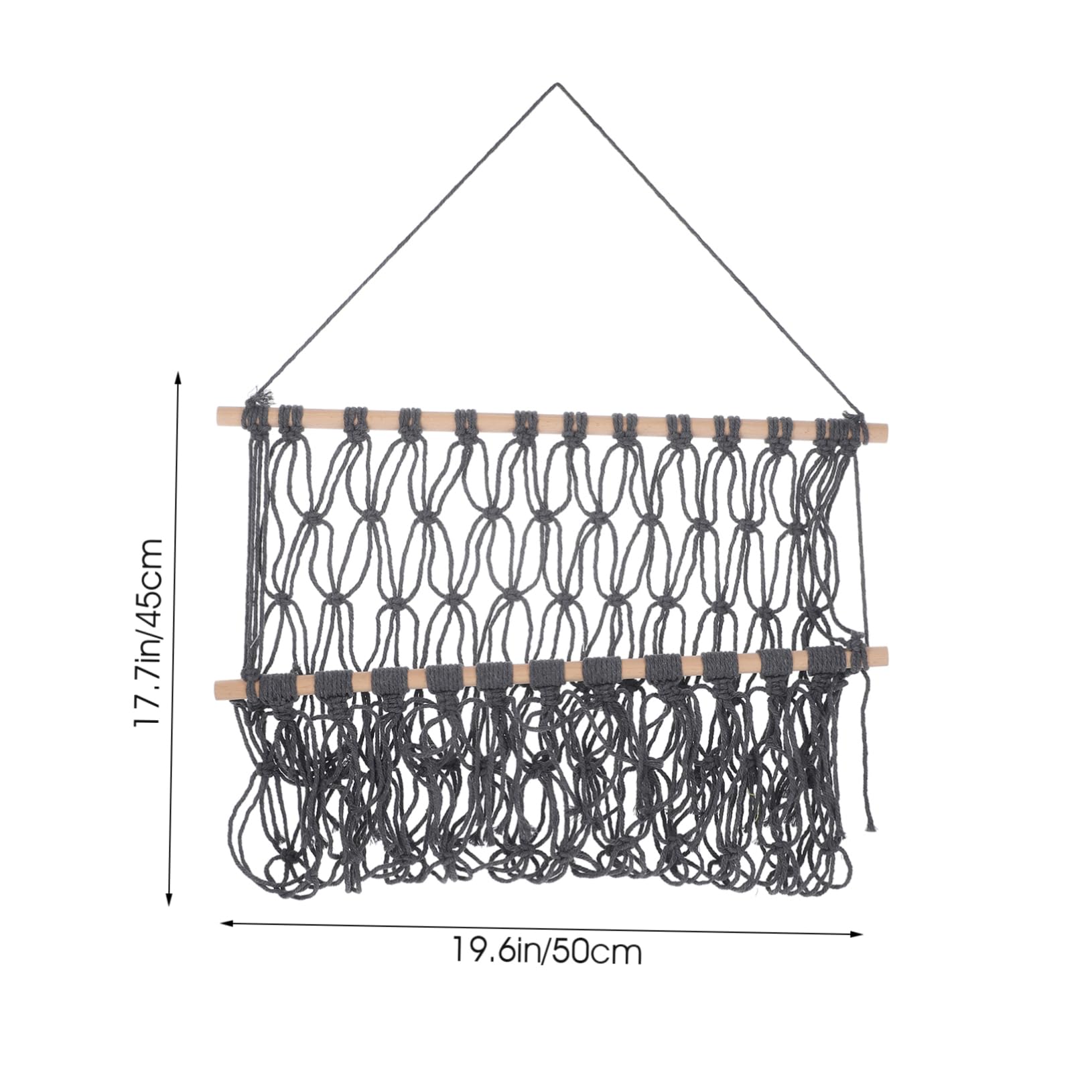 MUCKLILY Nordic Style Handmade Cotton Woven Wall Mounted Storage Hammock for Room Stylish Organizer for Books and Decor with Woven Tassel Pendant