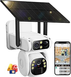 4G LTE Cellular Solar Powered Security Dual Camera,Wireless Outdoor Security Camera for Home, 2K Color Night Vision, Motion Detection, 2 Way Talk,No WiFi Needed asin的图片