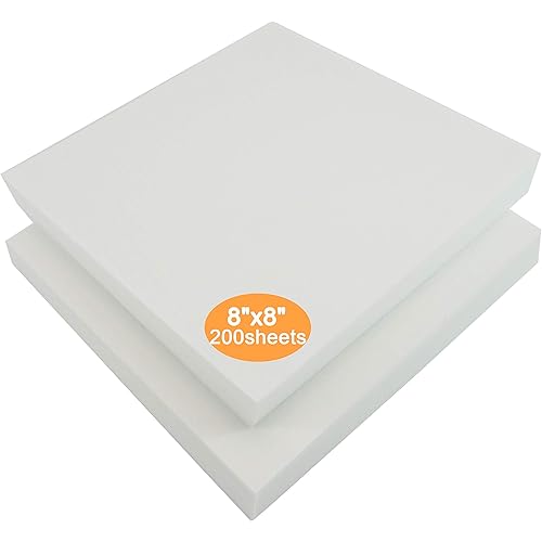 New brothread Tear Away Machine Embroidery Stabilizer Backing 8"x8" - 200 Precut Sheets - Medium Weight 1.8 oz - Fits 4x4 and 6x6 Hoops