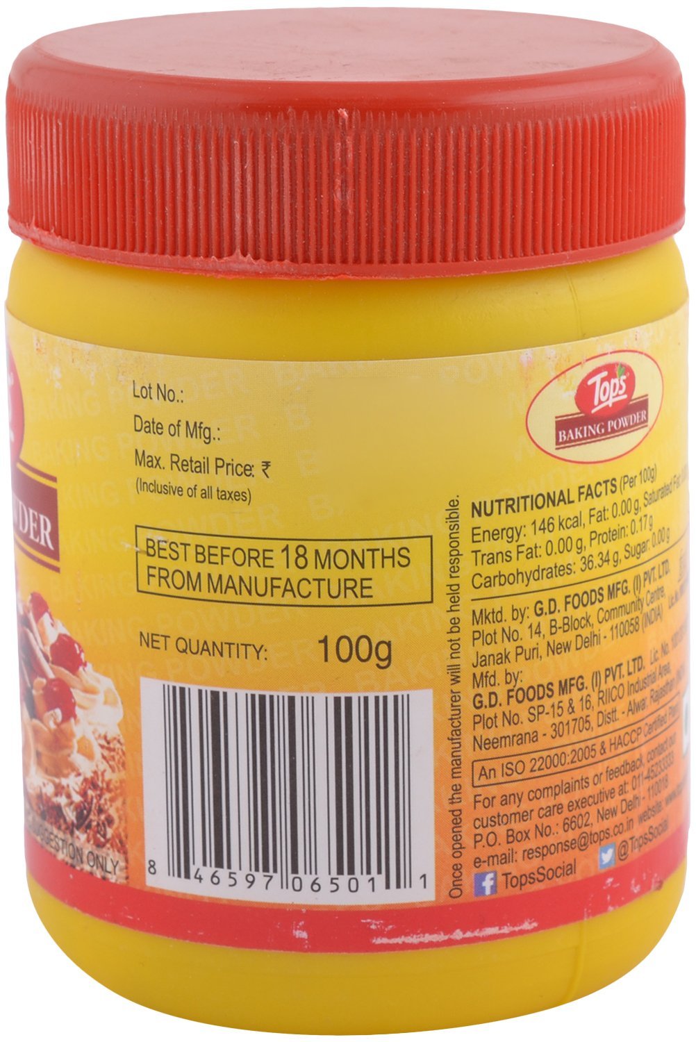Tops Baking Powder, 100g Plastic Jar - Image 4 thumbnail