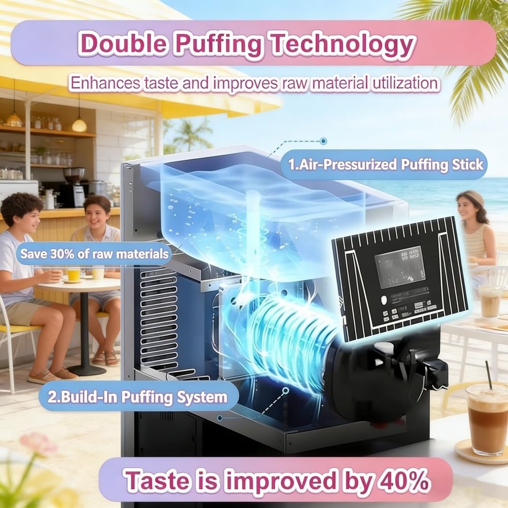 Maszyna do lodów Soft Serve, 450 W z wydajnością 4-5 kg/h, funkcja automatycznego czyszczenia, panel LCD, pojedynczy ekspres do smaku do domu i restauracji