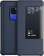 KANSI Coque Compatible pour Huawei Mate 20, Smart View Flip Faux Cuir Coque + Protection Ecran - Marine