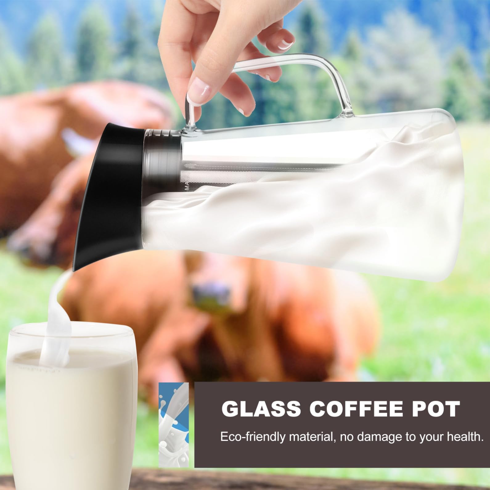 CHILDWEET 1pieza Jarra de Vidrio Borosilicato Resistente con Filtro Cafetera de Gran Capacidad para Café Frío y Té Jarra Filtradora Práctica y Duradera para Uso Diario