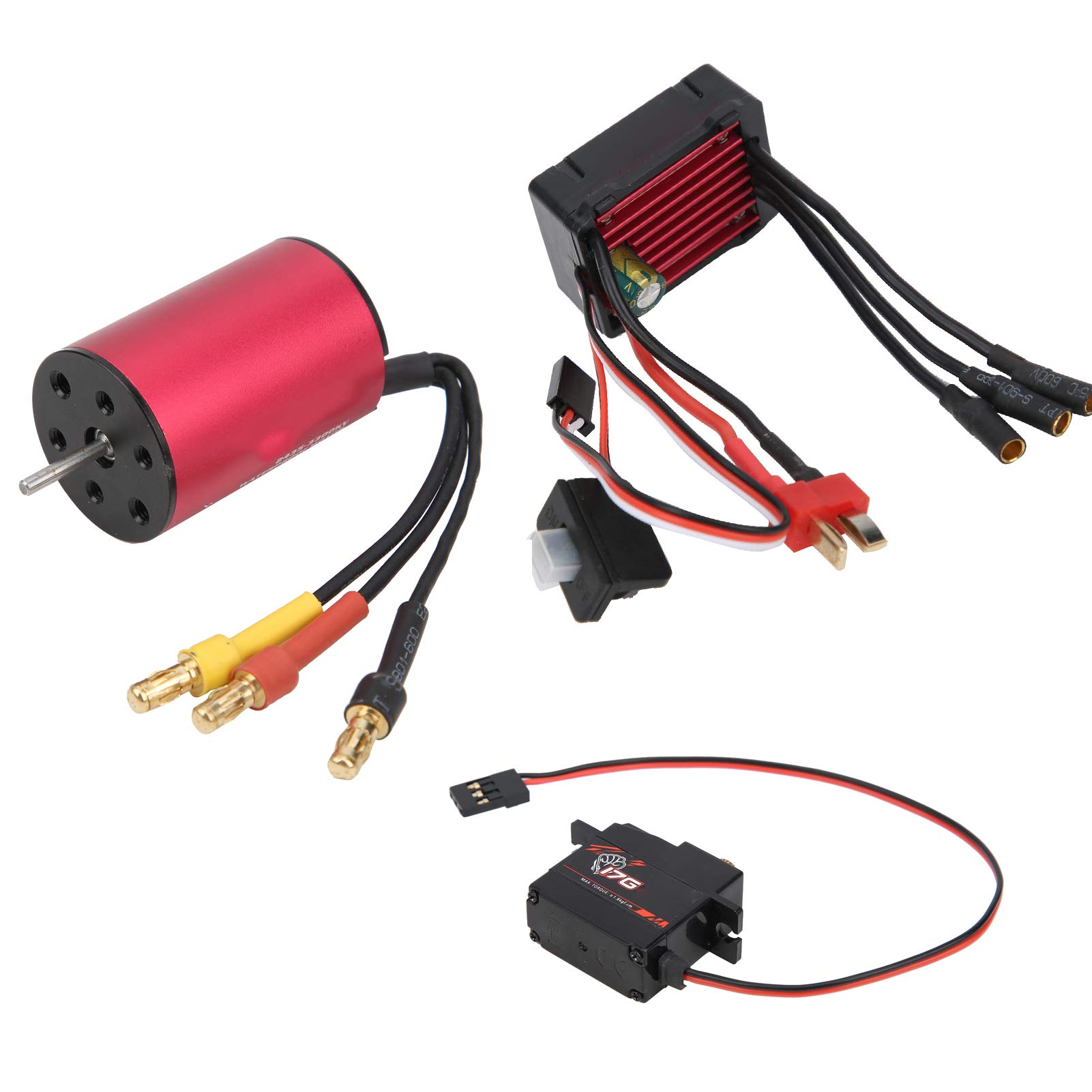 Dilwe RC Motor ESC Set, 3300KV Brushless Motor Speed Controller, 17G Metall Servo Combo Set für RC Car, Model Car, Race Car, Offroad Car, Electric Car