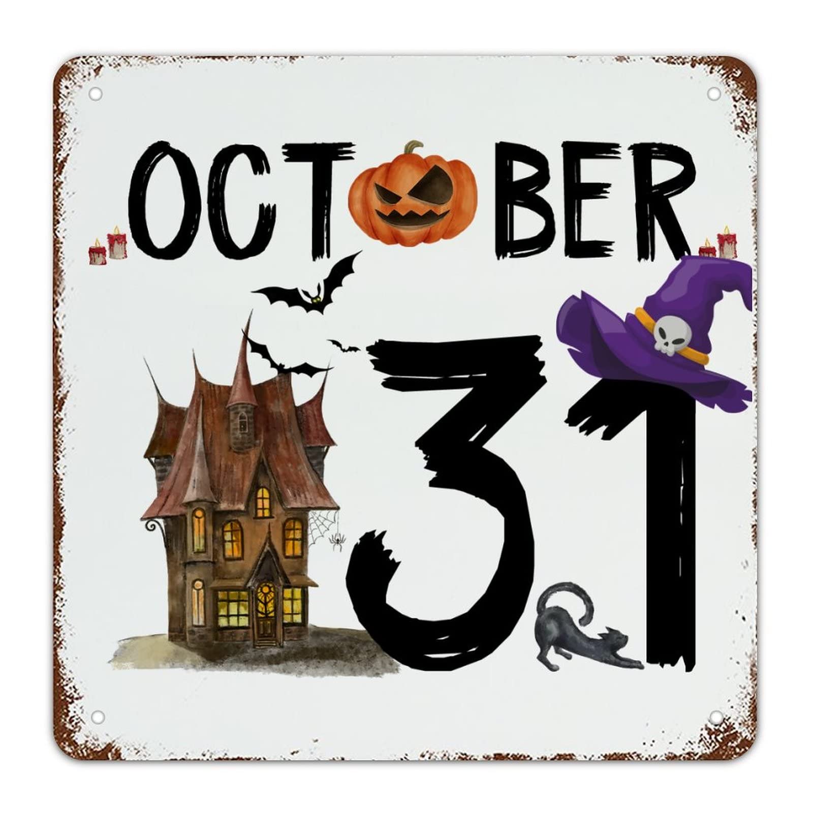 Panneau en métal gnomes d'Halloween pour remplacer les décors jetables par une plaque durable