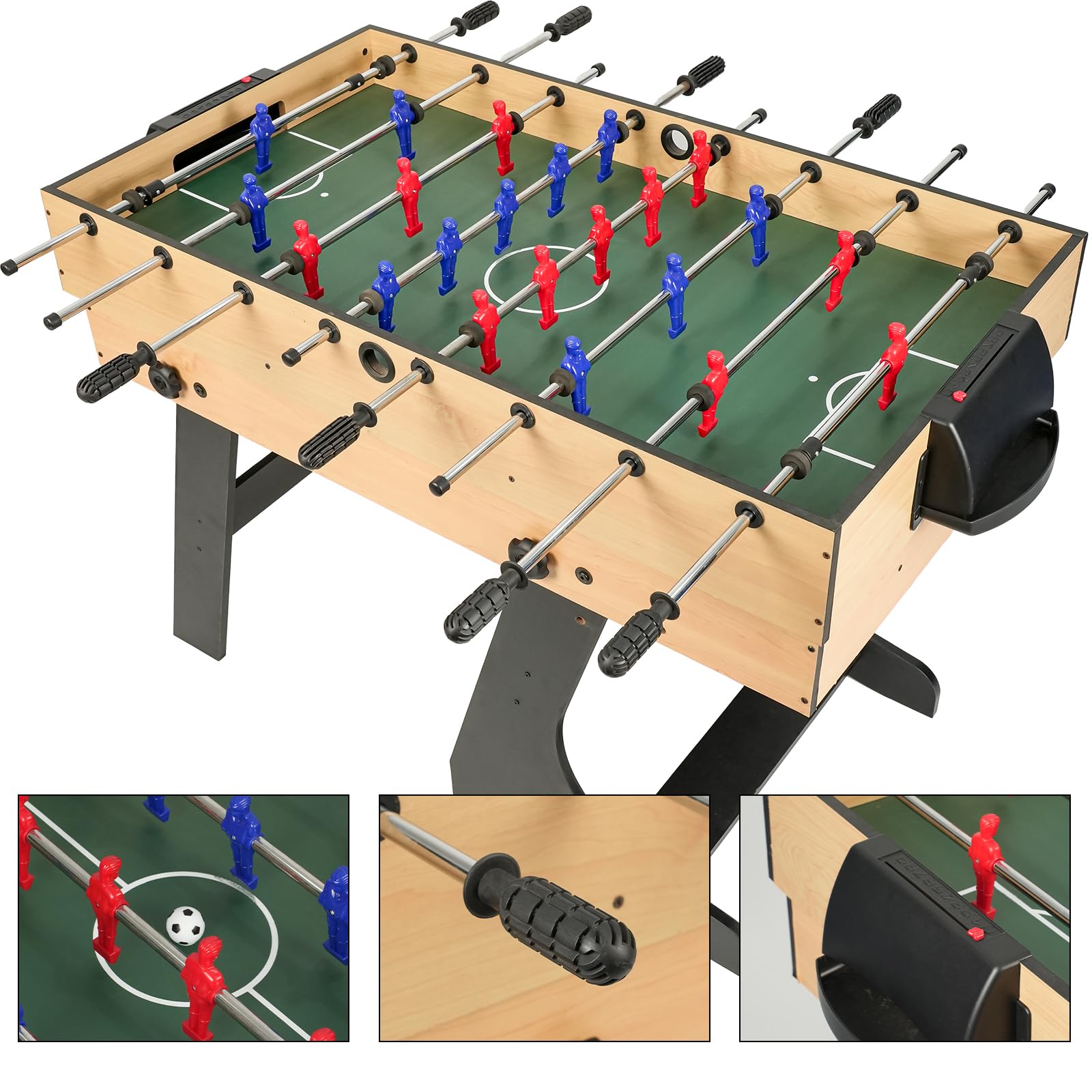 Mesa de juego múltiple 10 en 1, futbolín plegable 1,2 m, billar, tenis de mesa, hockey, shuffleboard, bolos, ajedrez, damas, backgammon, póquer