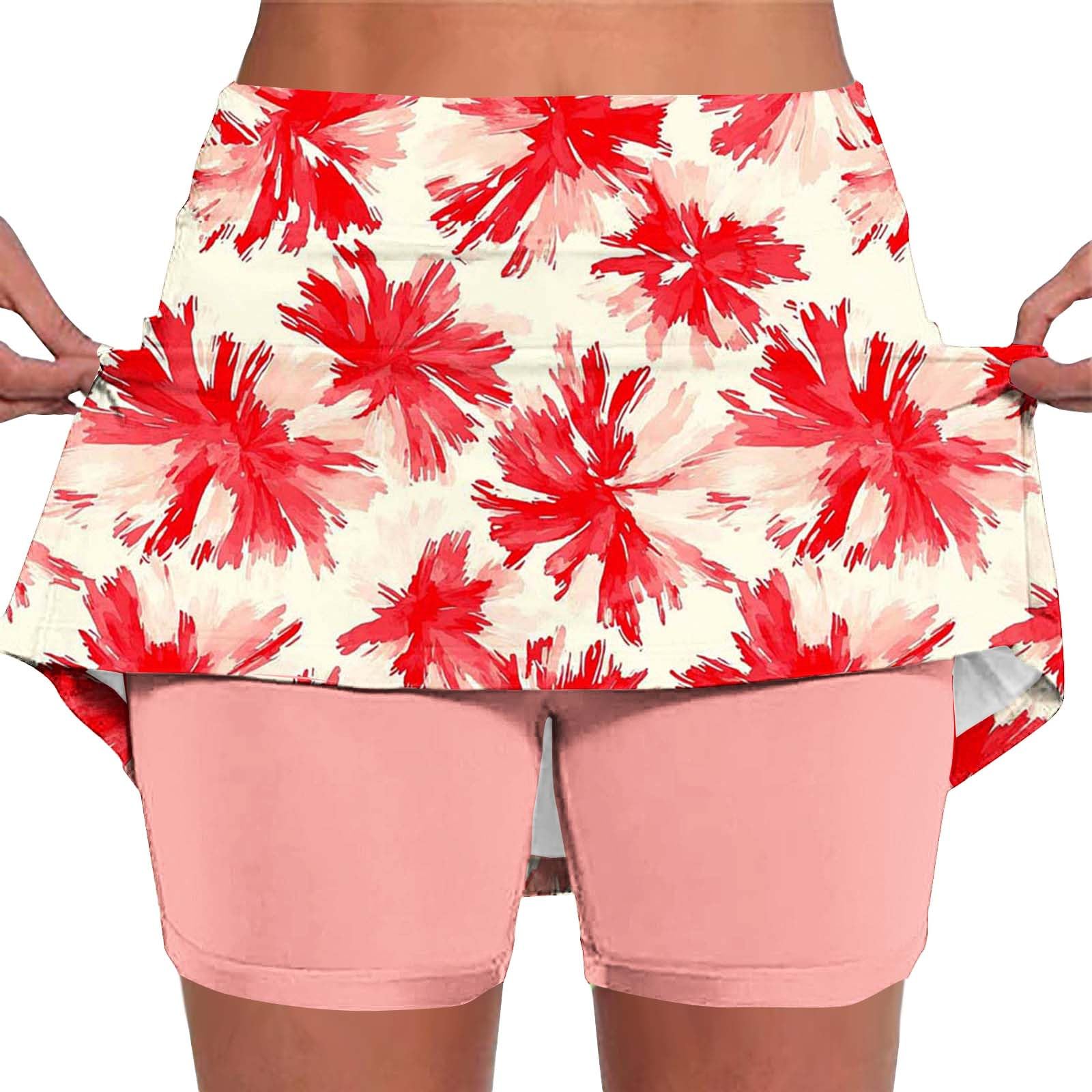 Skorts for Women Plus Size Tummy Control Legging with Skirts Casual High Waist Mini Skirts Athletic Tennis Short — view 32