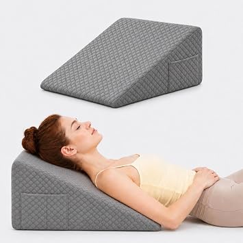 OAISZ Wedge Pillow for Sleep Apnea, 10-Inch Memory Foam Top, Darkgrey
