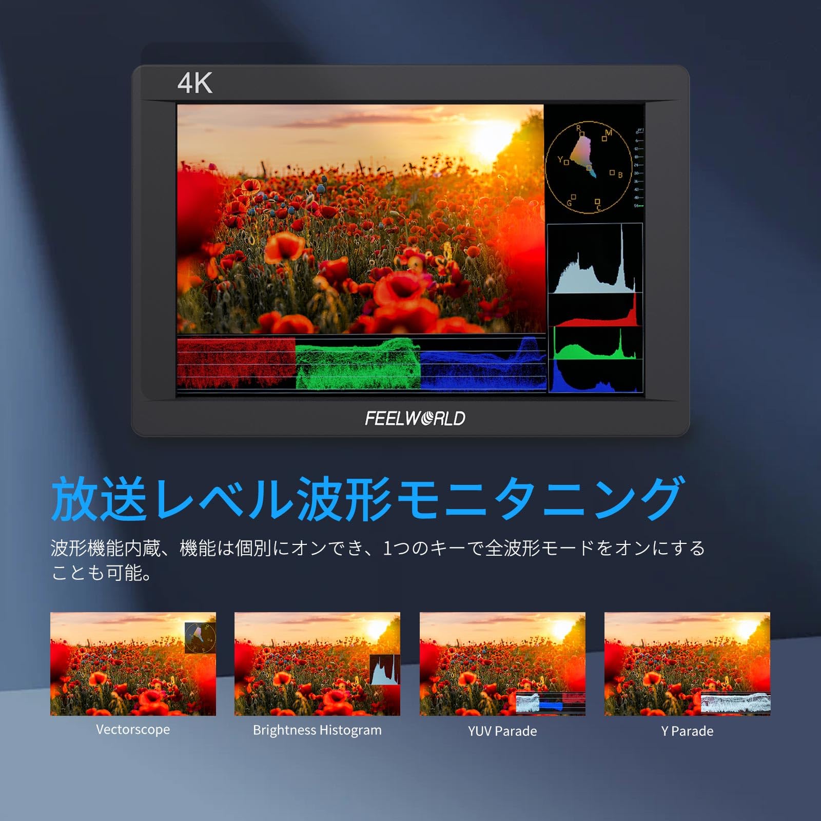 【ケース付】FEELWORLD 4Kモニター FW703 SDI HDMI FEELWORLD FW703 7 インチ DSLR オンカメラ フィールド モニター