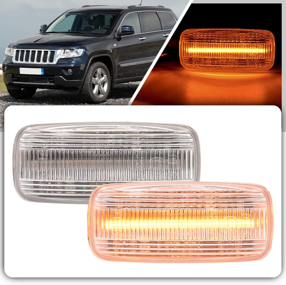 nsautolighting Full LED Side Marker Lights for Jee'p Patriot Compass 2007-2017 Liberty 2008-2012 Turn Signal Indicator Lamps for Jee'p Commander 2006-2010 Grand Cherokee 2005-2013 Side Marker Light
