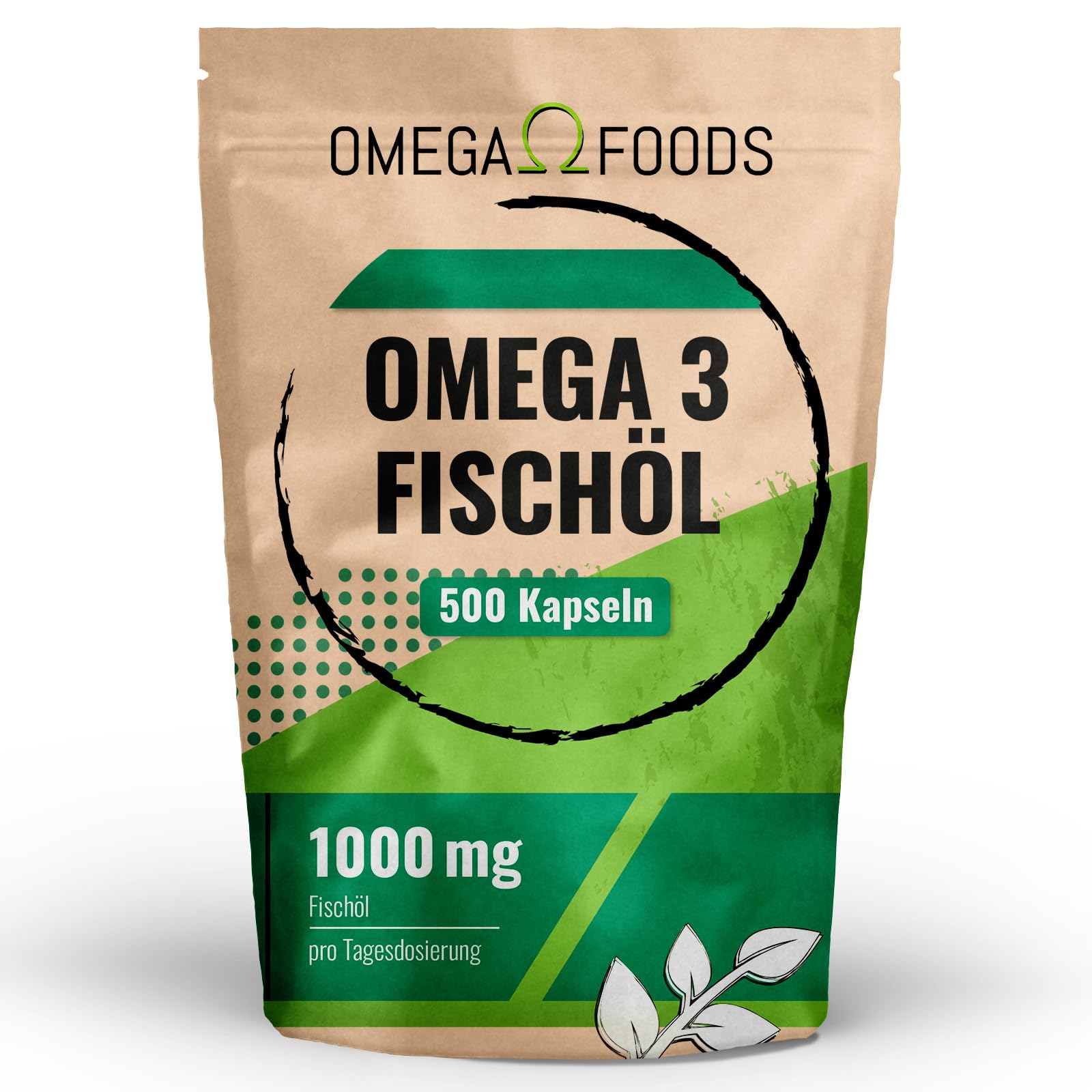 Omega 3 Fischöl Kapseln – 500 Kapseln Hochdosiert – 1000mg Fischöl und 350mg Omega3 Fettsäuren Pro Kapsel im 500er Sparpaket