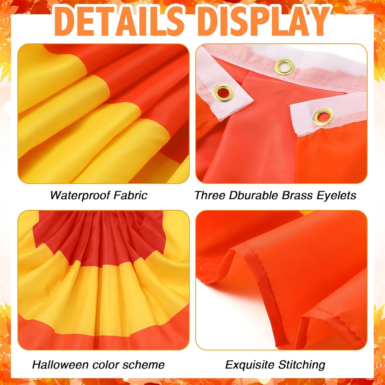 VitalCozy 8 Pcs Fall Thanksgiving Pleated Fan Flags 3 x 1.5 Feet Orange Red Yellow Stripe Pleated Flag Buntings for Outside Half Fan Banners for Autumn Thanksgiving Indoor Outdoor Holiday Parade Decor