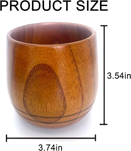 Miniatura 2 de Vaso de whisky de madera hecho a mano, vaso de madera natural a la antigua, 10 onzas, 3.5 pulgadas, con portavasostapa de taza, taza de bourbon de