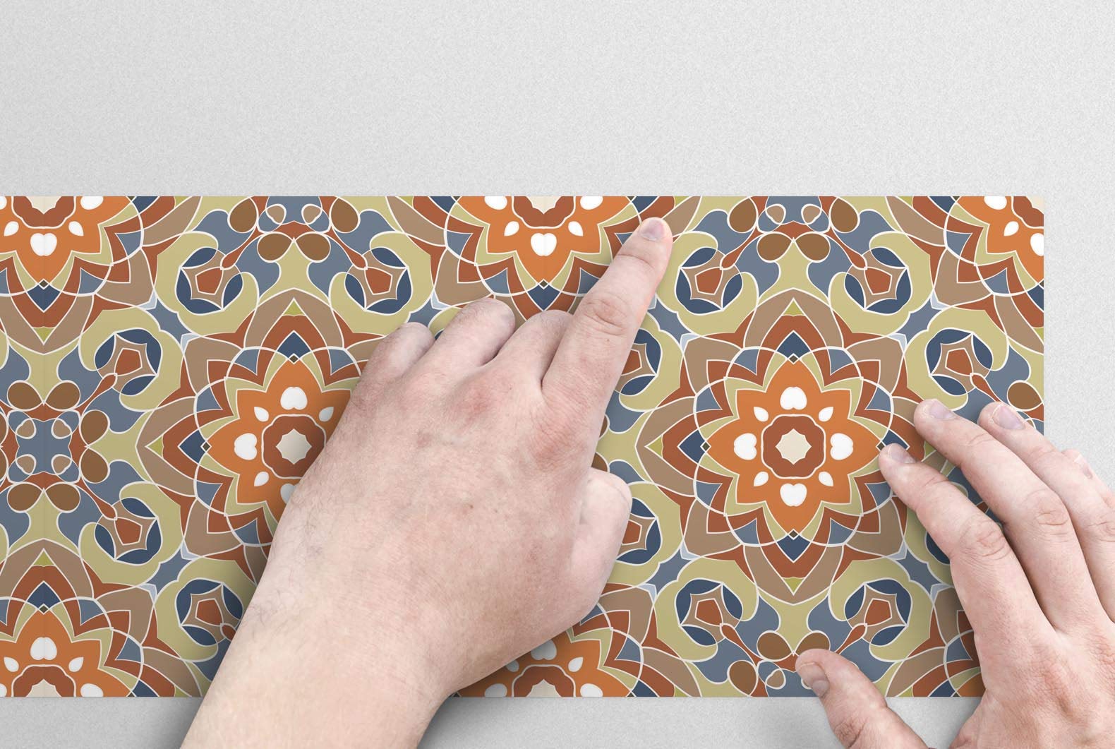 Panorama Azulejos Adhesivos Cocina Baño Pack de 72 Baldosas de 10x10 cm Azulejo Oriental Floreada Original - Revestimiento de Paredes - Cenefas Adhesivas