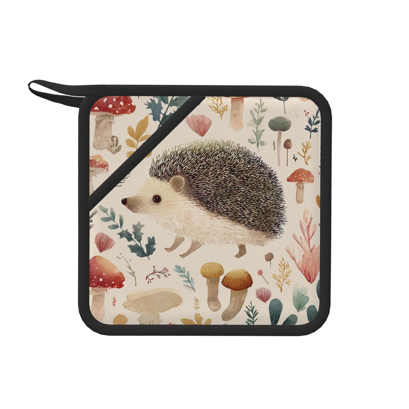 Pot Holders Set of 2 Kitchen Heat Resistant Potholders Lovely Hedgehog Silicone Aunty-hot Pad Cotton Lining Oven Hot Pads for Cooking Baking BBQ Microwave Kitchen