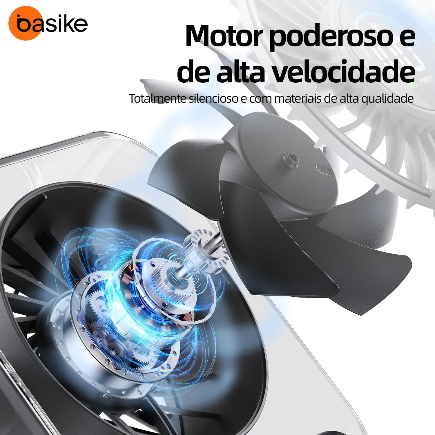 Basike Ventilador de Mesa Mini com Display Digital, 100 Níveis de Velocidade Portátil Bateria 5000mAh de 7h, Anjo Ajustável 60°, Silencioso para Casa, Escritório e Viagens (Preto)
