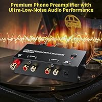 Vista 4 de PROZOR Preamplificador para tocadiscos Audiófilo M/M Preamplificador de teléfono con controles de volumen de nivel con entrada RCA, interfaces