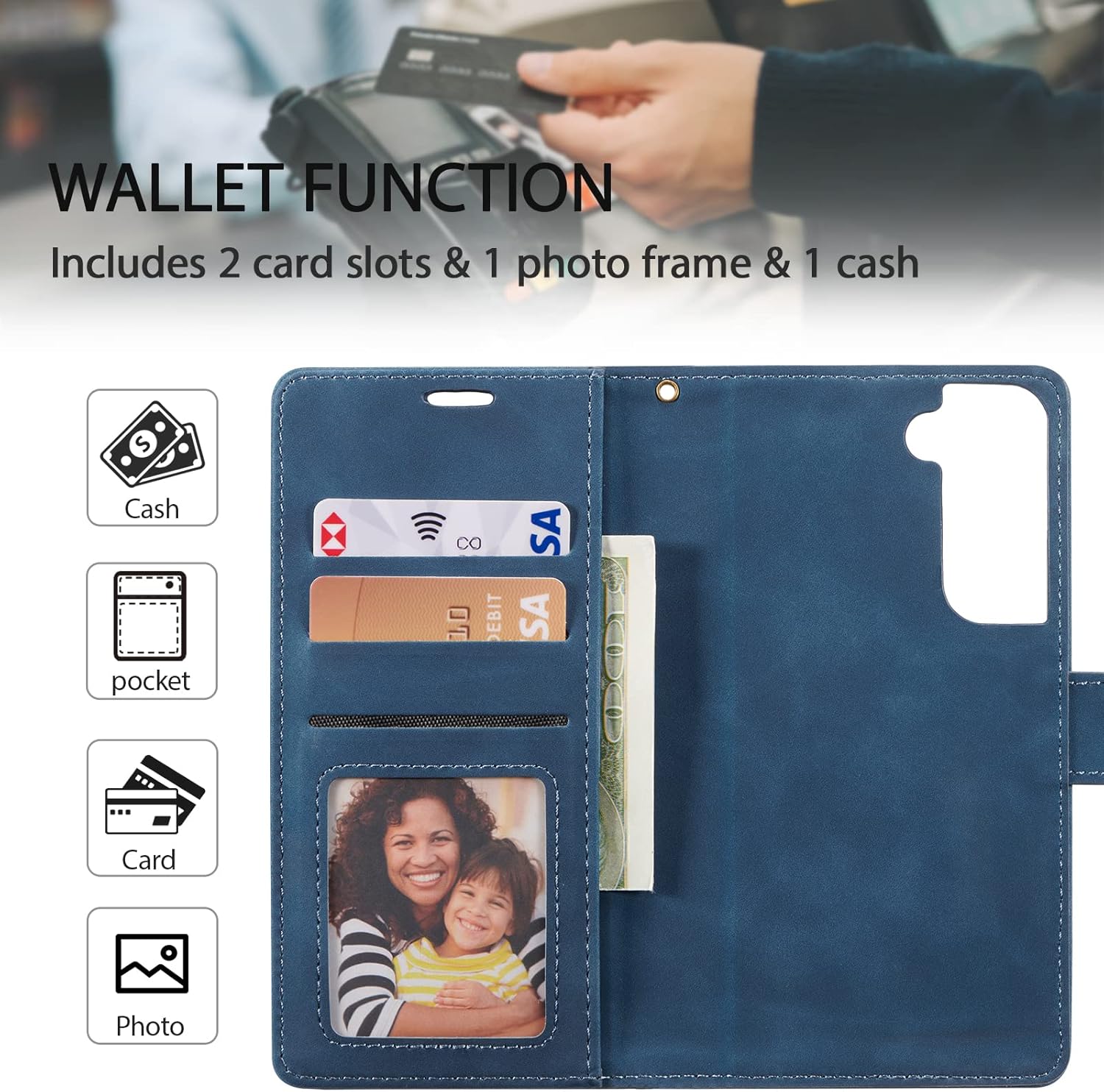 QLTYPRI Case for Samsung Galaxy S25 Plus, 2 in 1 Detachable Wallet Case PU Leather with Card Slots Kickstand Wrist Strap Magnetic Closure Shockproof Flip Cover for Samsung S25 Plus - Blue - Image 2