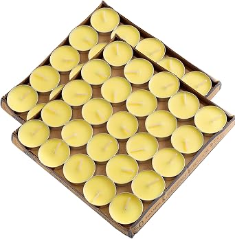 100 Pack Tea Lights Candles Mini Tealight Candle,Yellow | Smokeless Unscented Dripless and Long Lasting Small Tea Candle for Home Weddings Party Decoration