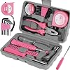 24 Pcs Home Repair Tool Kit General Household Hand Toolbox Set with Storage Case DIY Tools Hammer and Allen Key Set with Electrical Tape Screwdriver Test Pen Plier Bits for Men Women & Beginner