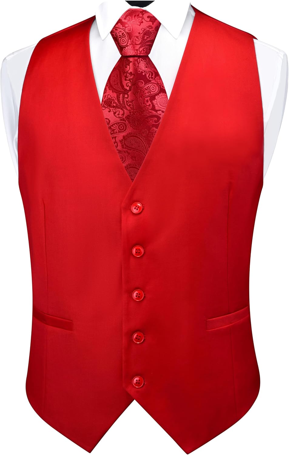 GUSLESON Men's V-Neck Suit Vests Solid Color Formal Slim Fit Business Dress Vest Waistcoat