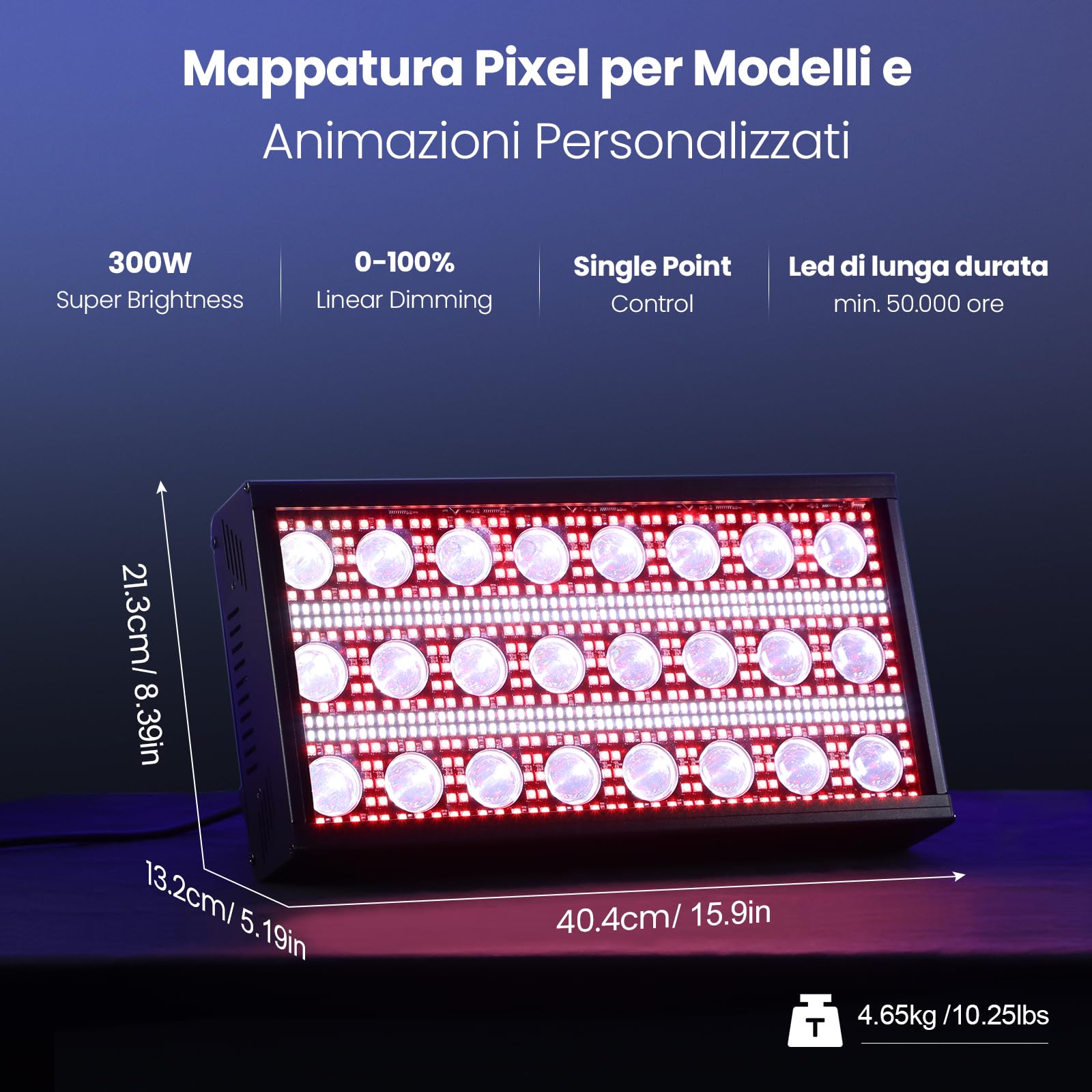 BETOPPER Luce Stroboscopica 300W per Discoteca, Luce Strobe LED Professionale & Faretto Matrix Beam per Palco - Matrice LED RGB+White ad Alta Densità per Eventi, Club, Bar, Matrimoni e Spettacoli(1）