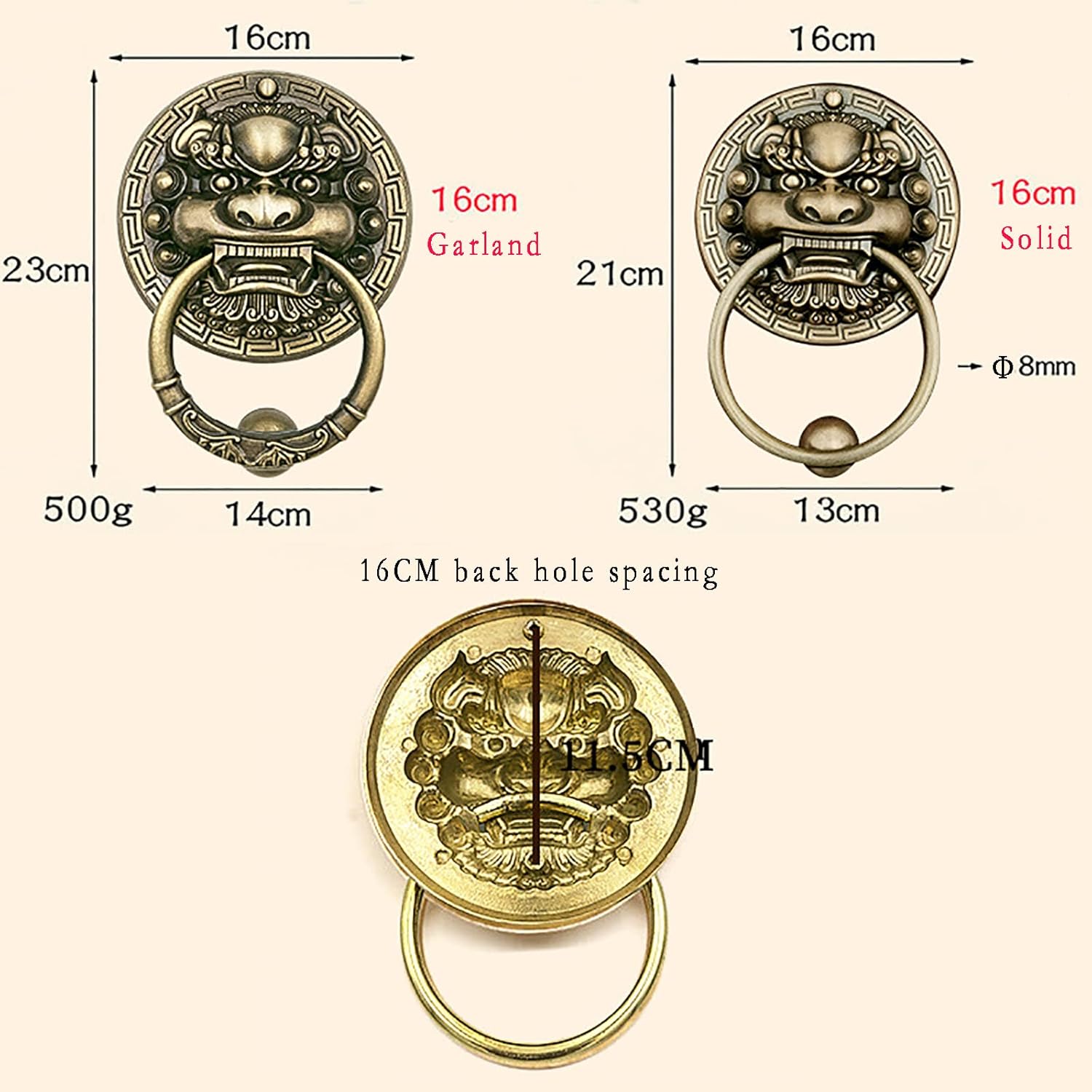 Brass Door Knocker, Animal Head Lion Head Antique Door Knocker Handle, Antique Bronze Finish, Strong Three-Dimensional Effect, Suitable As Front Door Drawer Wardrobe Chair Decoration Handle