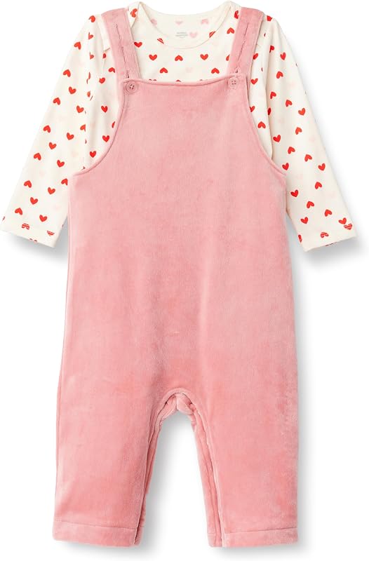 x Sofia Grainge Unisex Babies' Velour Overall and Long Sleeve Bodysuit Set