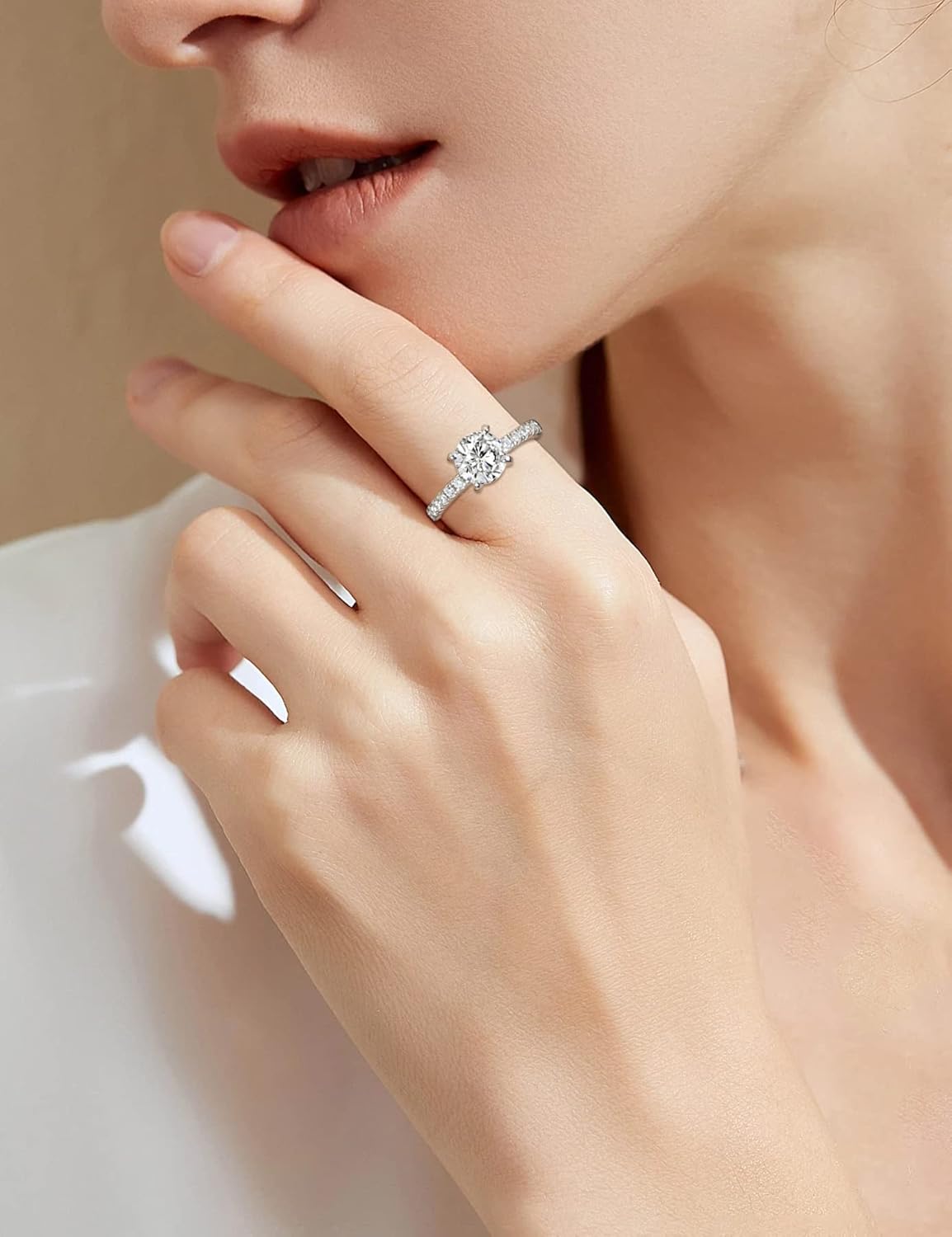 Moissanite Rings for Women, Engagement Rings 925 Sterling Silver Wedding Ring Anniversary Rings - Image 4