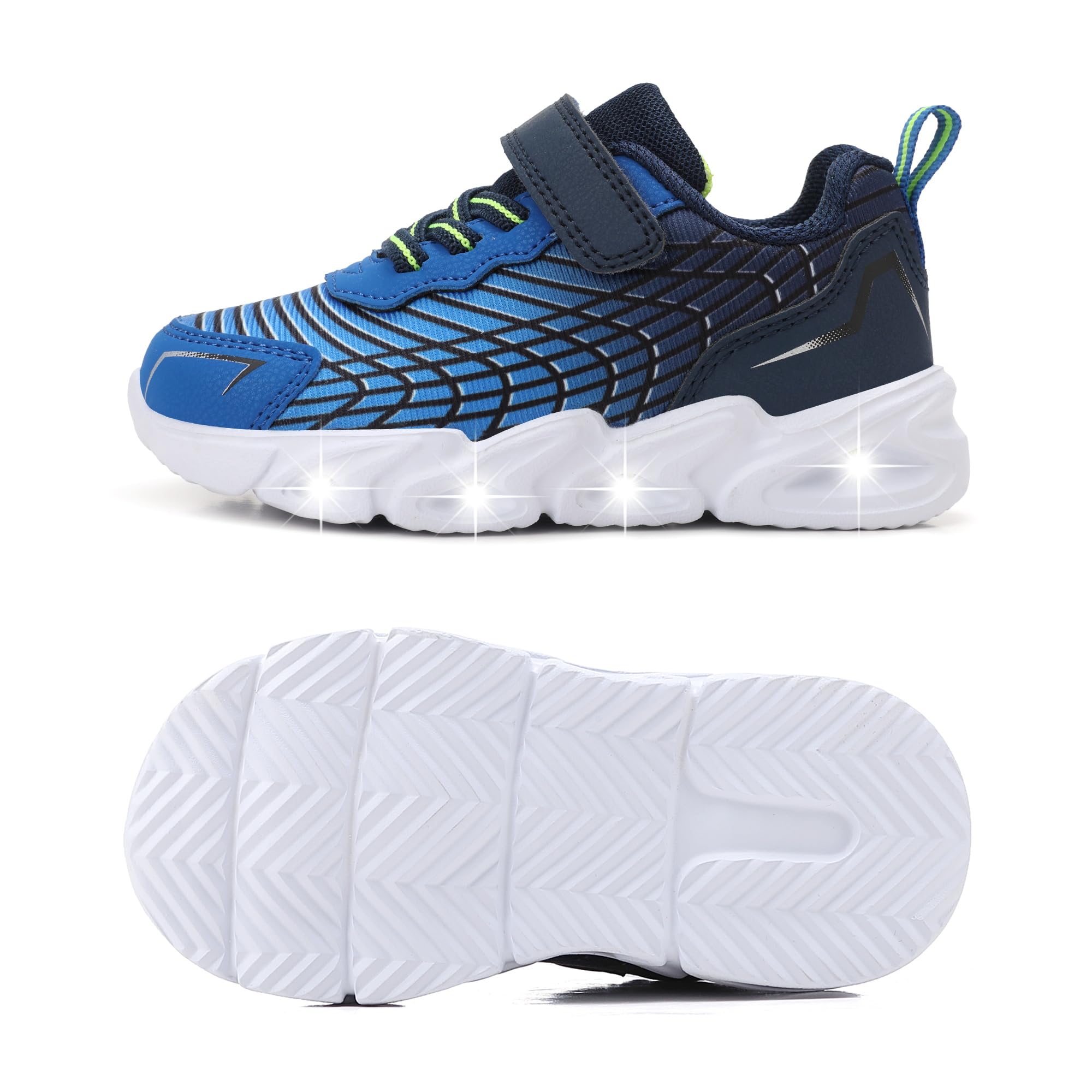 Scarpe da ginnastica leggere e traspiranti con luce a LED, con cinturino regolabile per bambini/bambini piccoli