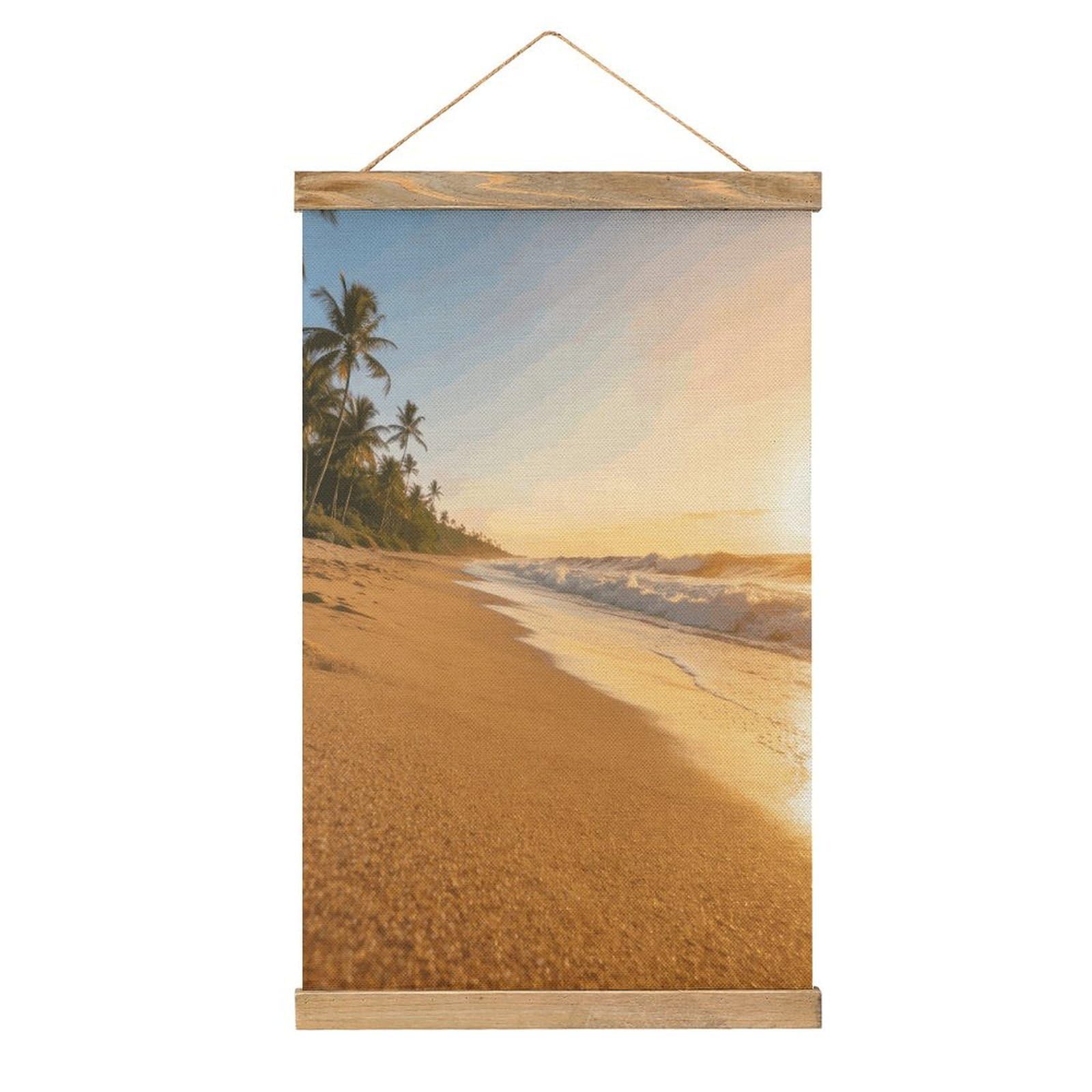 VstaDank Coconut Shadow Gold Sands Poster with Wooden Frame Hanger Art Painting Wall Decor Poster Wall Hanging Wooden Frame 13x20 Wood Poster Hanger for Photo Picture Art Canvas Print Artwork