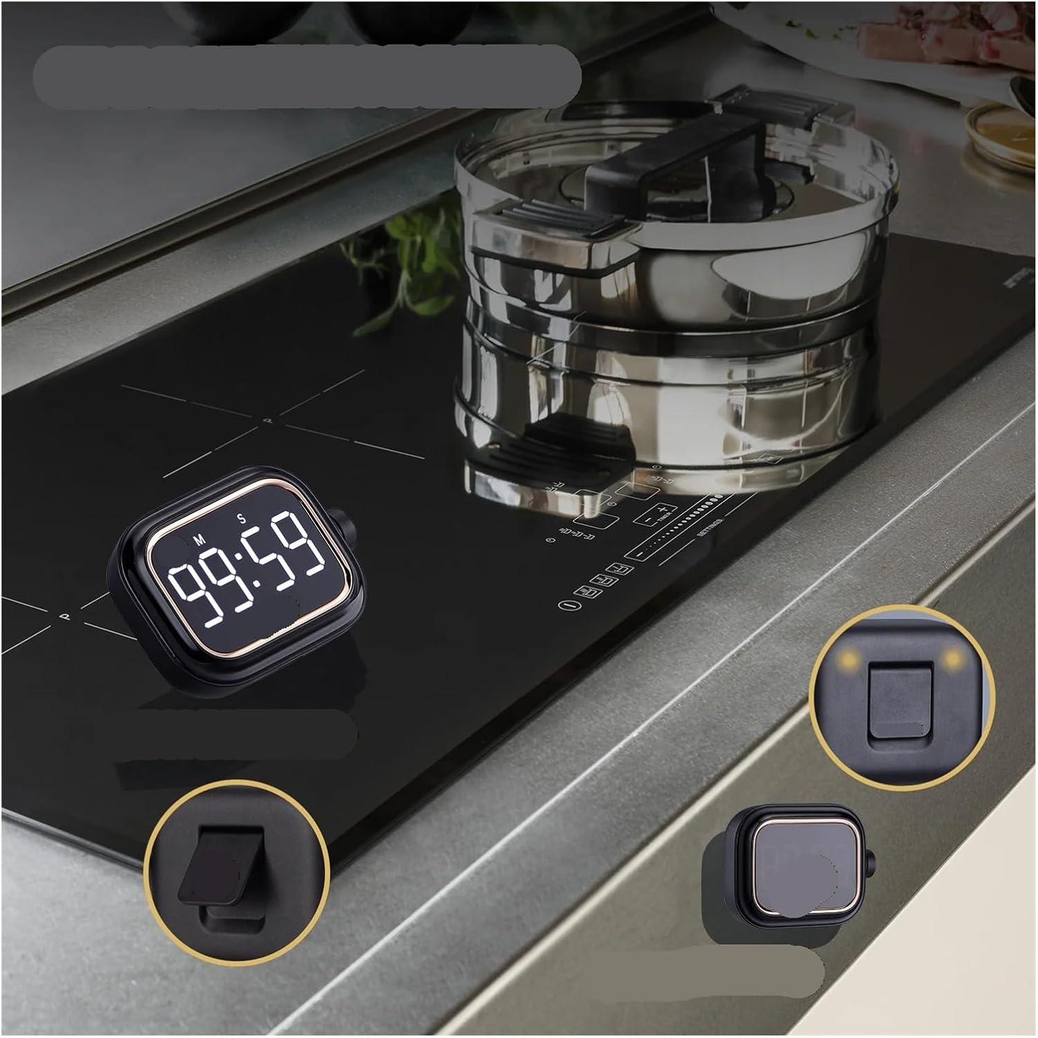 Portable Digital Timer Household Kitchen Cooking with Count-Up/Count-Down Function IDT-02(White)