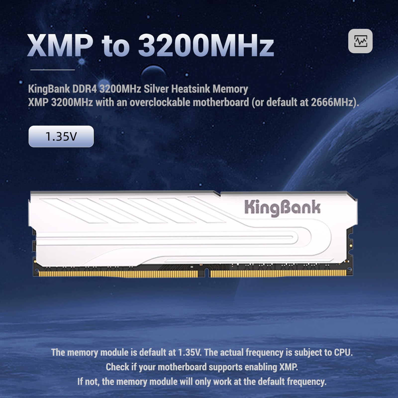Memória Ram KingBank DDR4 16GB 3200Mhz 1.35V CL16 Prata dissipador