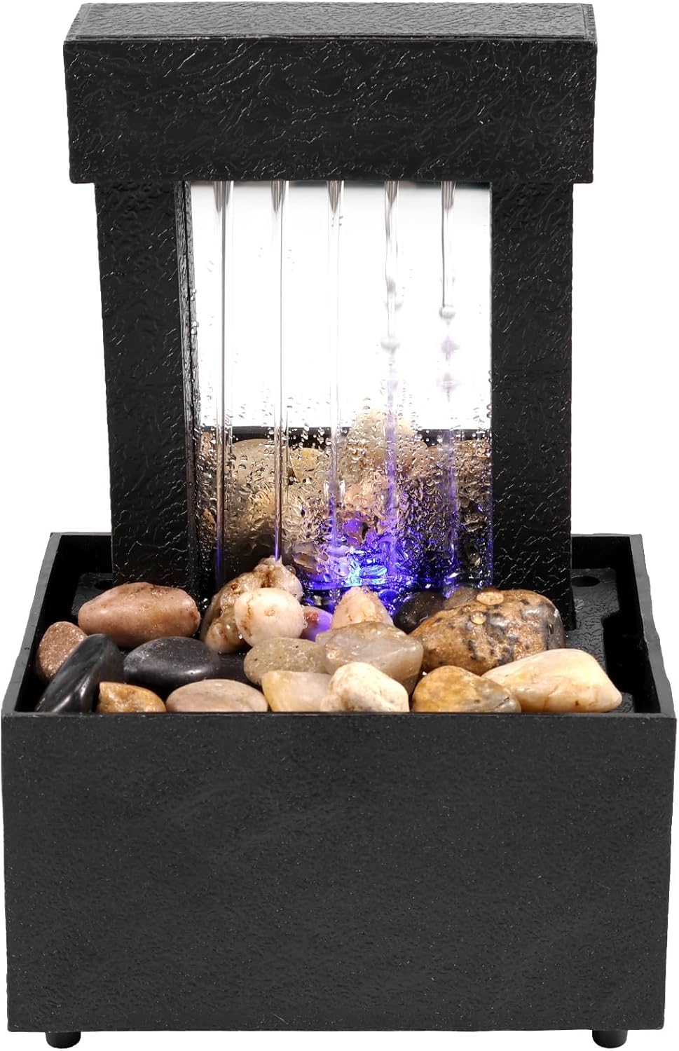 Fuente de Mesa Decorativa para Interior, Fuente de Agua con Cascada, de Piedra, con iluminación LED, Bomba de Agua, Zen, decoración para salón, Dormitorio, Oficina, 17 x 11 x 9 cm