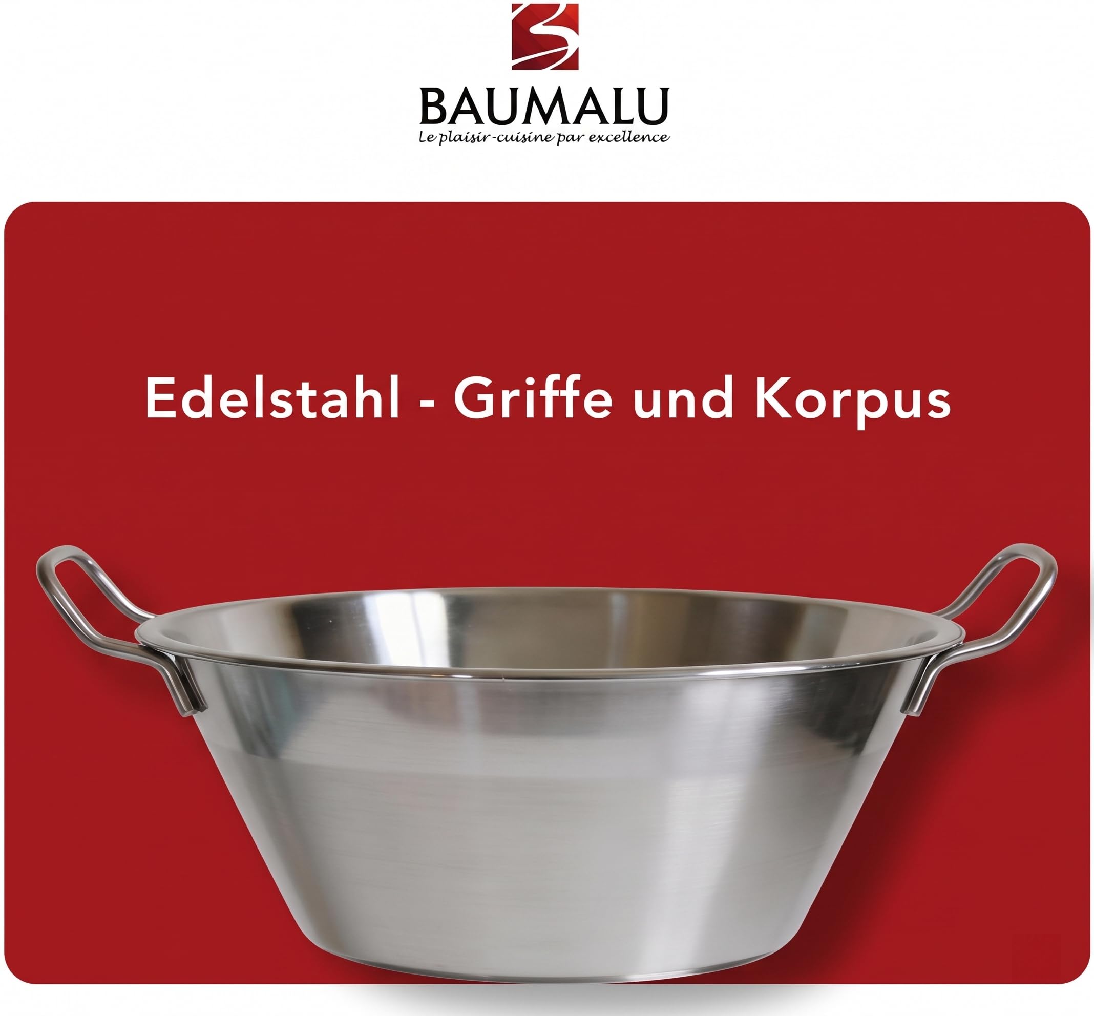 Baumalu - 38 cm Marmeladentopf aus Edelstahl, 9L Fassungsvermögen, Metallgriffe, für alle Herdarten einschließlich Induktion, ideal für Marmeladen und Hausgemachtes