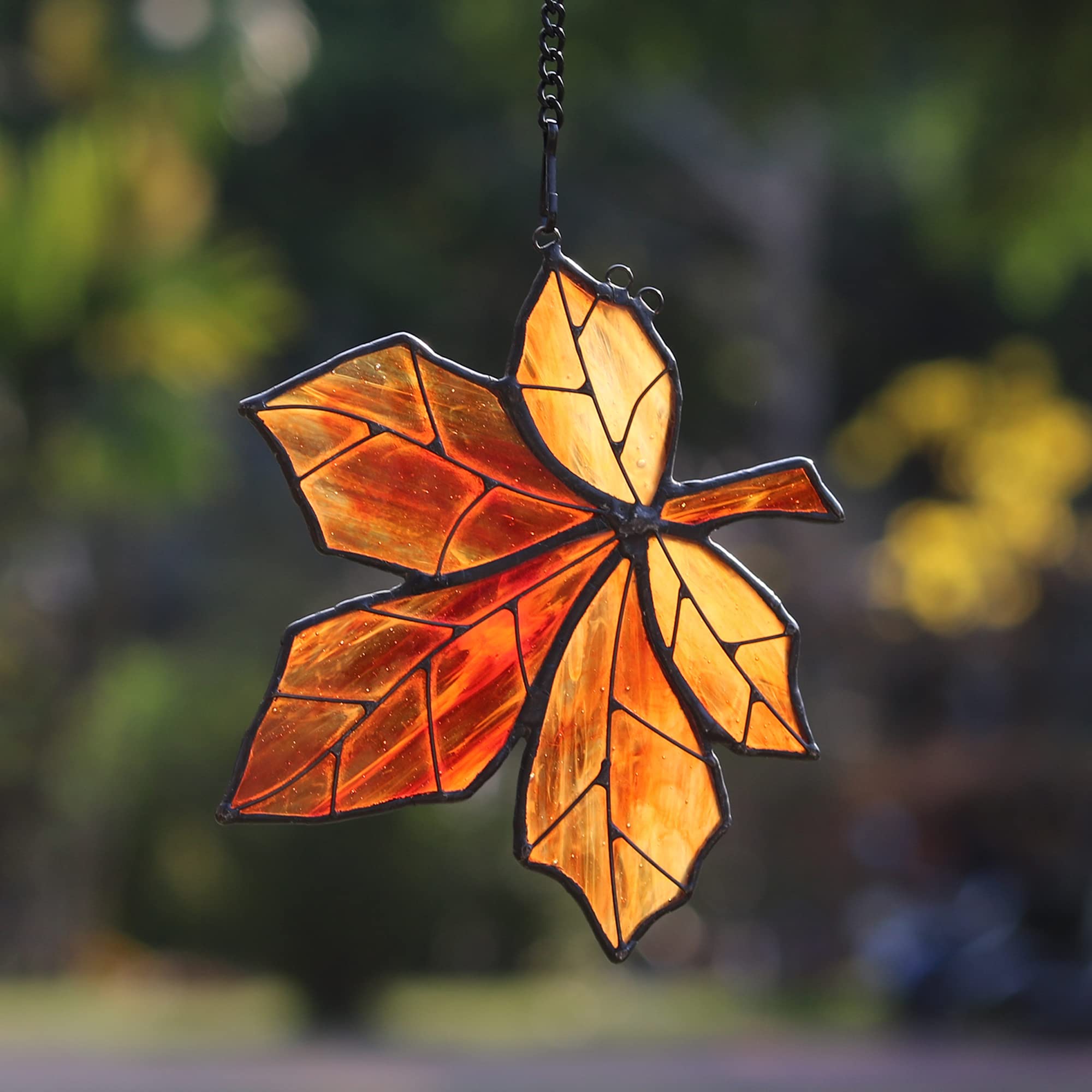 ステンドグラス　パネル秋の葉っぱ達11 ステンドグラス パネル秋の葉っぱ達11