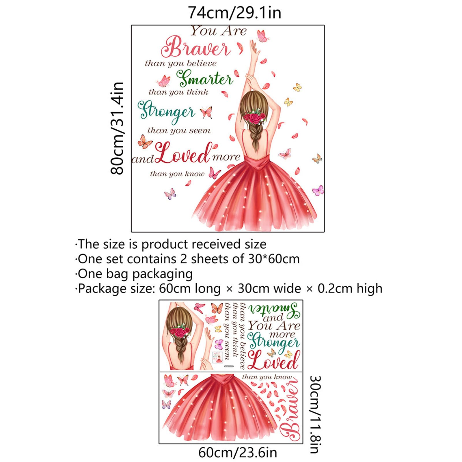 Ballerina Wall Stickers for Girls Bedroom Inspirational Ballet Wall Decals with Positive Quotes - Image 4