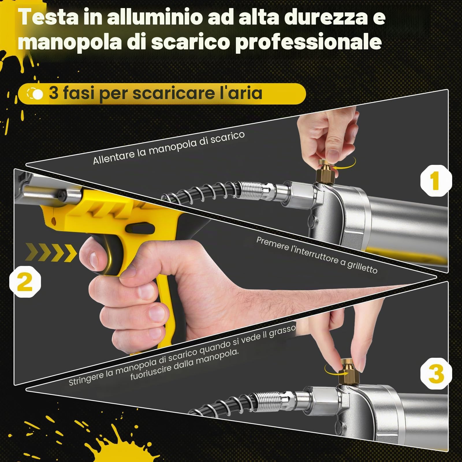 WingFly Pistola Per Grasso Compatibile Con Dewalt 18 V, 20 V, 10000 PSI, Motore senza spazzole, 600 ml, Ingrassatore per lubrificare veicoli e macchine (Senza batteria)